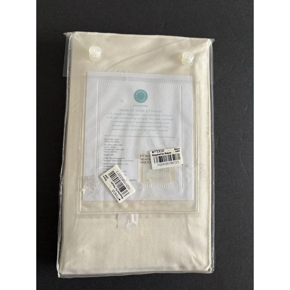 Martha Stewart Collection Cream King Pillow Sham Macy's NWT Pima Cotton 360 TC